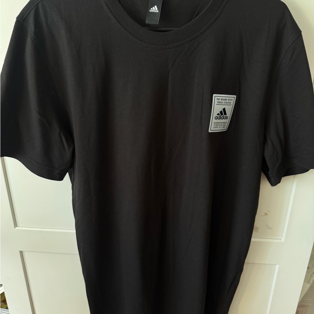 adidas Black Short Sleeve Crew Tee with Chest Patch